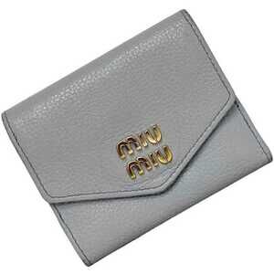 Miu Miu Miu Tri-fold Wallet ec-24871 Gray 5MH040 Leather 262 Compact Folding ...